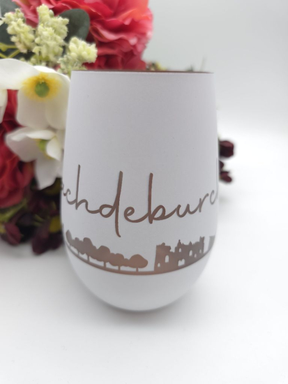 Preview: Windlicht Machdeburch Gravur Magdeburg Skyline